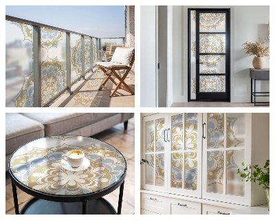 Plėvelė langams privatumui vitražas Boho mandalos