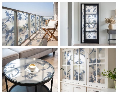 Pieninė plėvelė langams su raštu Gėlių ornamentas