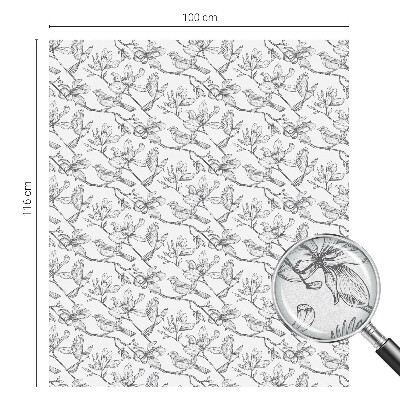 Pieninė plėvelė langams su raštu Paukščiai ir gėlės