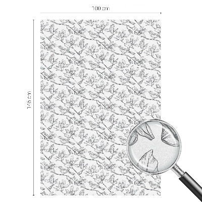 Pieninė plėvelė langams su raštu Paukščiai ir gėlės