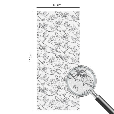 Pieninė plėvelė langams su raštu Paukščiai ir gėlės