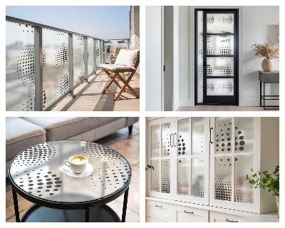 Plėvelė langams privatumui vitražas Taškuoti apskritimai