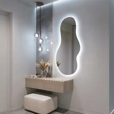 Organiškas veidrodis su LED apšvietimu modernus sieninis