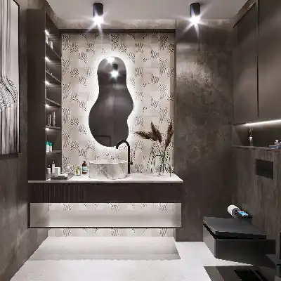 Organiškas veidrodis su LED apšvietimu modernus sieninis