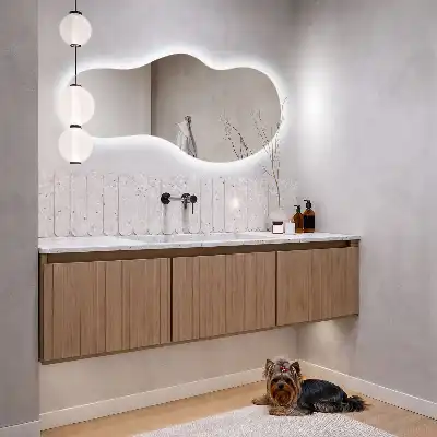 Organiškas veidrodis su LED apšvietimu modernus sieninis