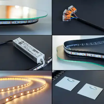Organiškas veidrodis su LED apšvietimu modernus sieninis