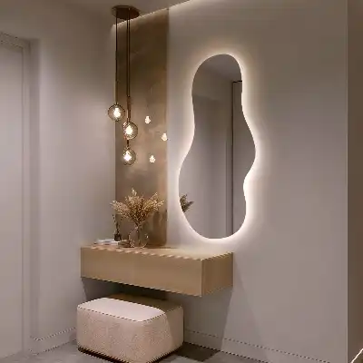 Organiškas veidrodis su LED apšvietimu modernus sieninis