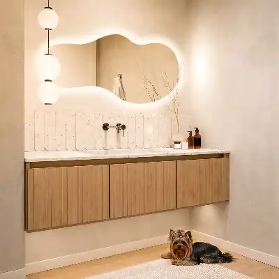 Organiškas veidrodis su LED apšvietimu modernus sieninis