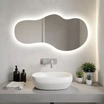 Organiškas veidrodis su LED apšvietimu modernus sieninis