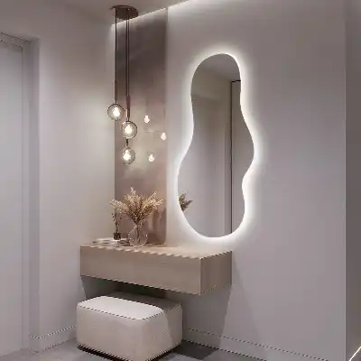 Organiškas veidrodis su LED apšvietimu modernus sieninis