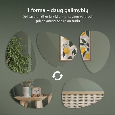 Netaisyklingos formos veidrodis universalus dizainas