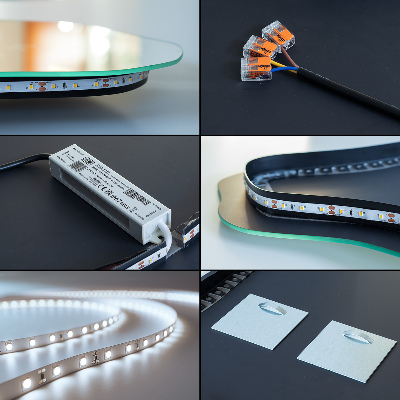 Kiaušinio formos veidrodis su LED apšvietimu