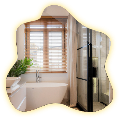 Veidrodis dėmės formos LED apšviestas