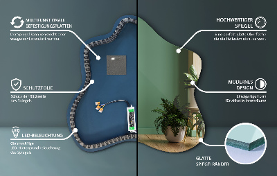 Veidrodis dėmės formos LED apšviestas