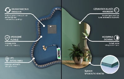 Veidrodis dėmės formos LED apšviestas