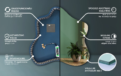 Veidrodis dėmės formos LED apšviestas