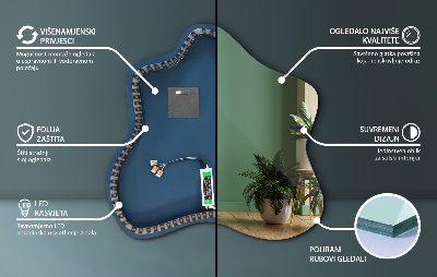 Veidrodis dėmės formos LED apšviestas