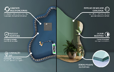 Veidrodis dėmės formos LED apšviestas