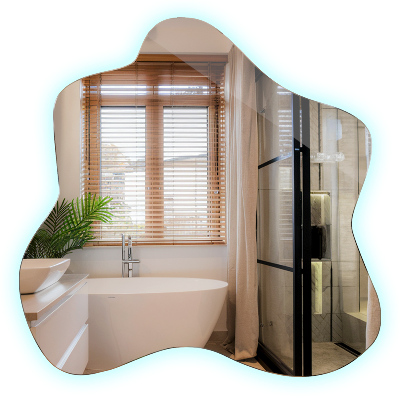 Veidrodis dėmės formos LED apšviestas