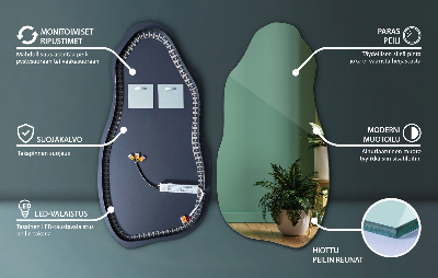 Kreivas veidrodis Modernus su LED