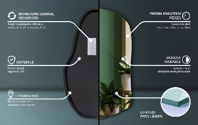 Netaisyklingos formos veidrodis su apšvietimu unikalus