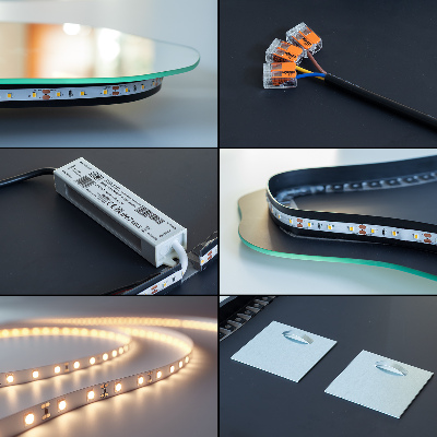 Netaisyklingos veidrodis su led dėmės formos