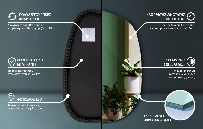 Netaisyklingos veidrodis su led dėmės formos