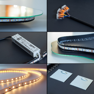 Netaisyklingos veidrodis su led dėmės formos