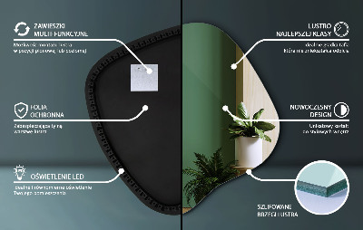 Netaisyklingos formos veidrodis su led modernus akcentas