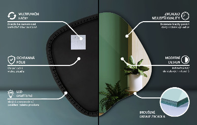 Netaisyklingos formos veidrodis su led modernus akcentas