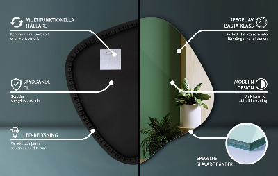 Netaisyklingos formos veidrodis su led modernus akcentas