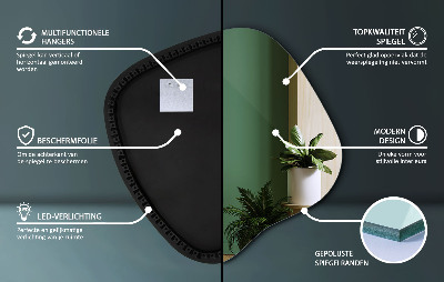 Netaisyklingos formos veidrodis su led modernus akcentas