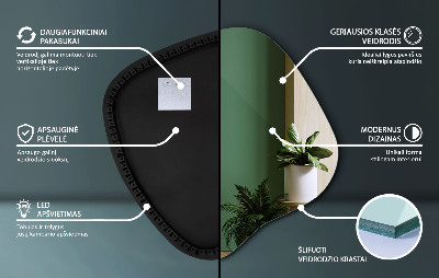 Netaisyklingos formos veidrodis su led modernus akcentas