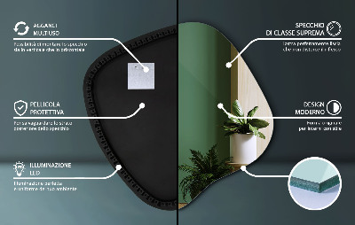 Netaisyklingos formos veidrodis su led modernus akcentas