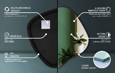 Netaisyklingos formos veidrodis su led modernus akcentas