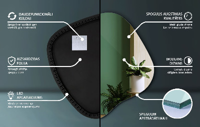 Netaisyklingos formos veidrodis su led modernus akcentas