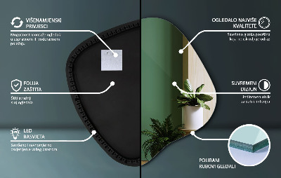 Netaisyklingos formos veidrodis su led modernus akcentas