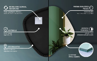 Netaisyklingos formos veidrodis su led modernus akcentas