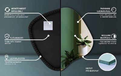 Netaisyklingos formos veidrodis su led modernus akcentas