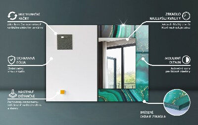 Dekoratyvinis veidrodis Žalias geometrinis raštas - stačiakampis