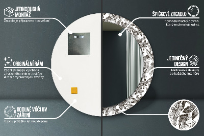 Veidrodis su spausdinimu – apvalus Tropiniai lapai
