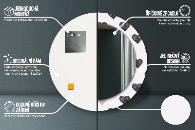 Veidrodis su spausdinimu – apvalus Abstrakčios širdys