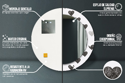 Veidrodis su spausdinimu – apvalus Abstrakčios širdys