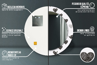 Veidrodis su spausdinimu – apvalus Abstrakčios širdys