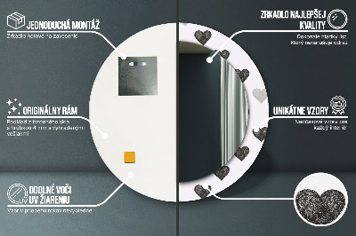 Veidrodis su spausdinimu – apvalus Abstrakčios širdys