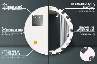 Veidrodis su spausdinimu – apvalus Abstrakčios širdys