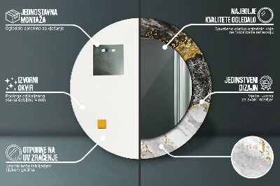Veidrodis su spausdinimu – apvalus Marmuras ir auksas