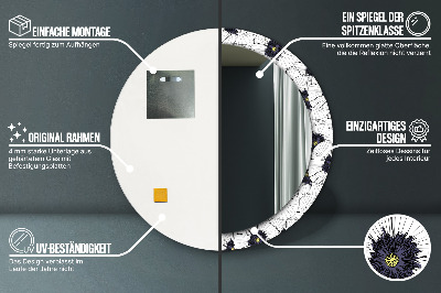 Veidrodis su spausdinimu – apvalus Linijinių gėlių kompozicija