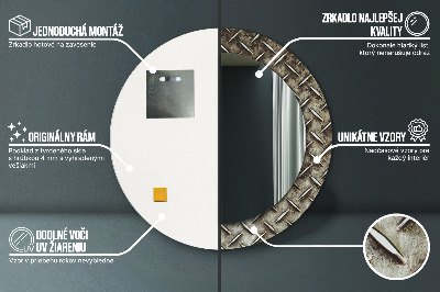 Veidrodis su spausdinimu – apvalus Plieno tekstūra