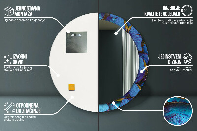 Veidrodis su spausdinimu – apvalus Mėlynas ir žalias drugelis
